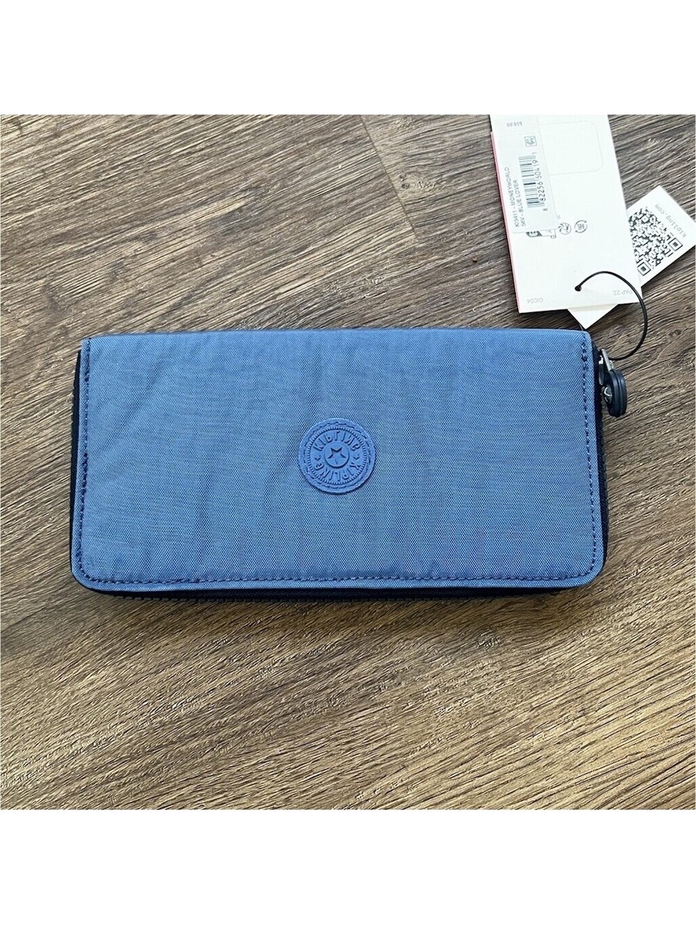 Kipling Money World RFID Safe Zip Around Wallet Blue Lover NWT Lightweight Nylon